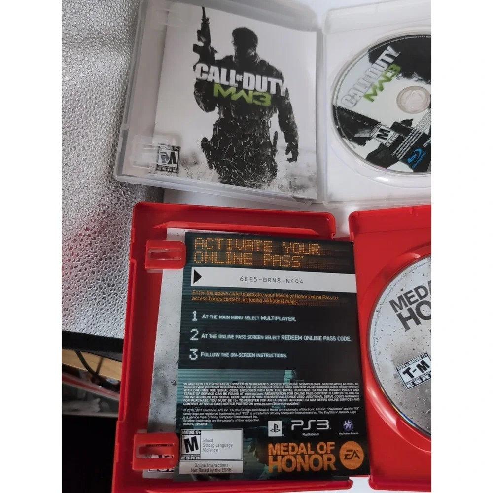 Lot Of 7 COD MW3 WORLD AT‎ WAR GHOSTS Black Ops 1&2 Adv War MEDAL OF HONOR PS3